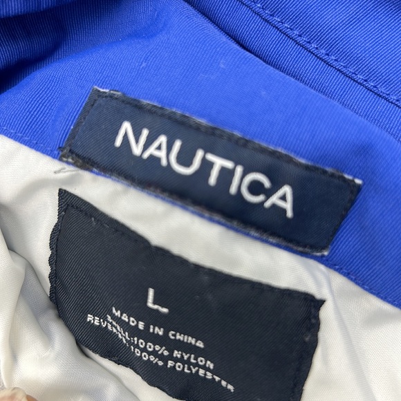 VINTAGE NAUTICA JACKET MENS SIZE LARGE REVERSIBLE BACK FLEECE FULL ZIP JACKET - Picture 10 of 11